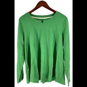 Isaac Mizrahi Live! Cotton Scoop-Neck Top Garden Green - Regular